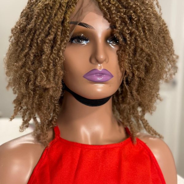 Glueless Kinky Lacefront Wig in color 27. 8"  Braided Wig Amanda. Full HD Lace