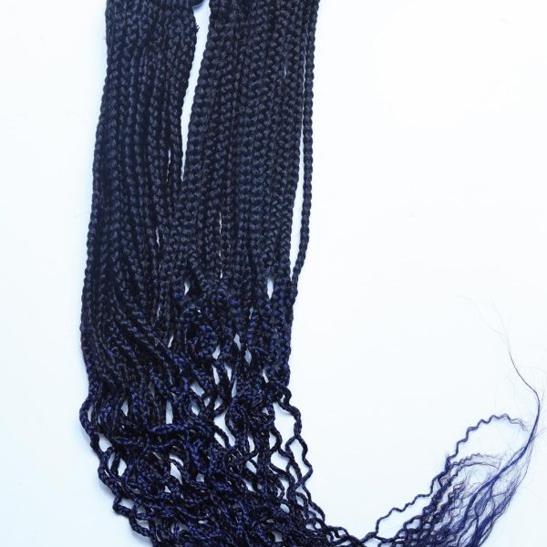 "Deep Blue Curl Dip" Braided Ponytail with Ombre Curly Ends