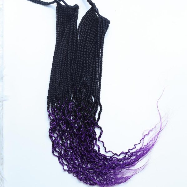 "Purple Curl Dip" Braided Ponytail with Ombre Curly Ends